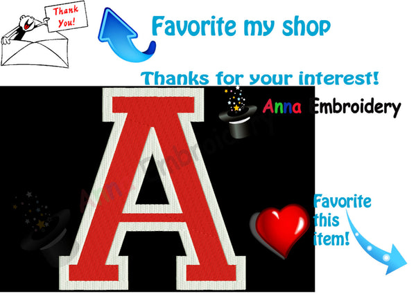 A Letter Varsity Embroidery Design-A Monogram pattern-Instant Download-PES