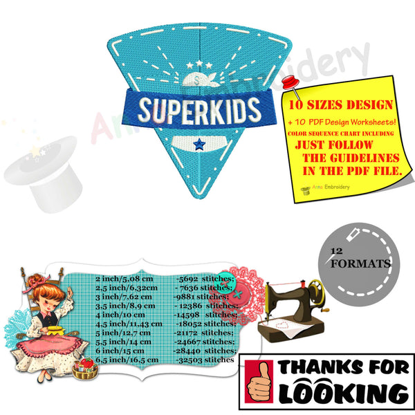 Super Kids Embroidery Design-Machine Patterns-Super hero kids-PES