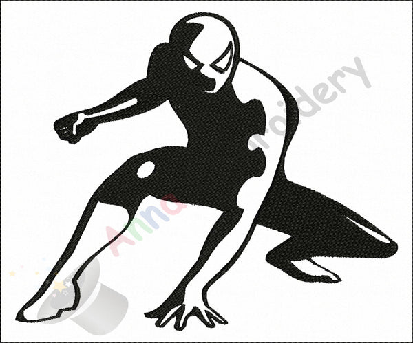 Black silhouette machine embroidery,superhero design, machine patterns,8 sizes design, 8 formats
