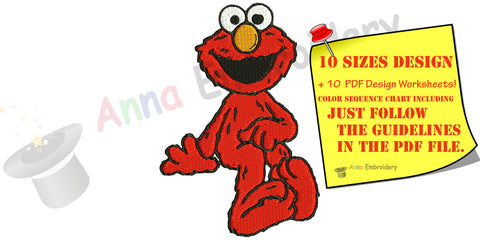 Cartoon embroidery design,red cartoon, machine patterns,filled stitch,patterns,10 sizes,11 formats,INSTANT DOWNLOAD