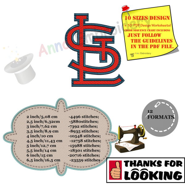 Cardinal Machine Embroidery Design-Sport embroidery -text embroidery- 10 SIZES- 12 formats-INSTANT DOWNLOAD