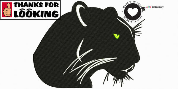 Black Panther machine embroidery,wild animals design, Machine embroidery design,filled stitch, panther, puma, 8 sizes, 8 formats