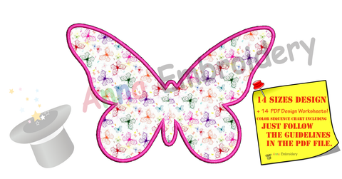 Butterfly Applique Design -Machine Applique Embroidery Patterns-Instant Download-PES