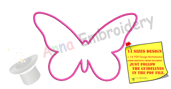 Butterfly Applique Design -Machine Applique Embroidery Patterns-Instant Download-PES