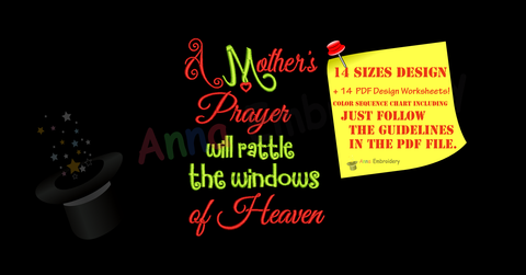 Cancer Awareness Embroidery Design-Quotes Embroidery-A mother's Prayer Embroidery Design-Embroidery Patterns-Instant Download-PES