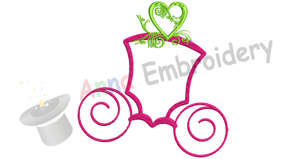 Girl Carriage Embroidery Design-Monogram Frame Embroidery Design-Fairy Tale Embroidery-Embroidery Patterns-Instant Download-PES