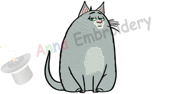 Chloe Cat-Fat Cat Embroidery Design-Machine Embroidery-Instant Download-Filled Stitch