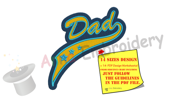 Dad Embroidery Design-Best Daddy Embroidery-Father's Day Machine Embroidery Patterns-Instant Download-PES