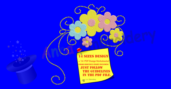 Flowers Embroidery Design- Flowers Frame Decoration Design-Floral border Embroidery-Machine Embroidery Patterns-Instant Download