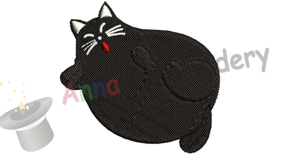Free Embroidery Fat Cat, Free Black Kitty Embroidery Design,Free Machine Patterns, Instant Download
