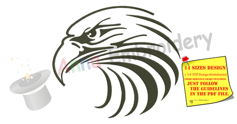 Eagle Head Embroidery Design