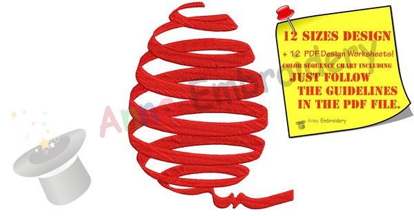 Easter Egg Embroidery-Ribbon Red Egg-Machine Embroidery Patterns-Instant Download-PES