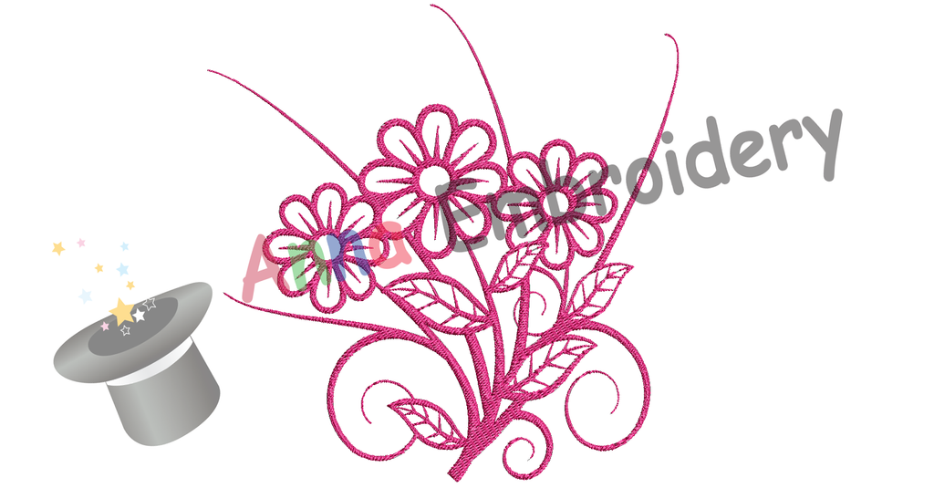 Free Embroidery Flowers Bouquet, Free Pink Flowers Embroidery Design,Free Machine Patterns, Instant Download
