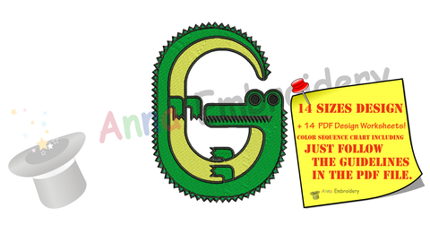 Gator Embroidery Design-Animals Embroidery Design-Mascot Embroidery-Embroidery Patterns-Instant Download-PES