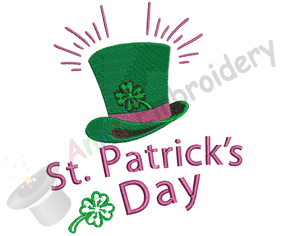 St. Patrick's Day Embroidery Design-Hat-Lucky-Machine Patterns-Instant Download