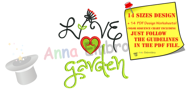 Live Love Garden Embroidery Design
