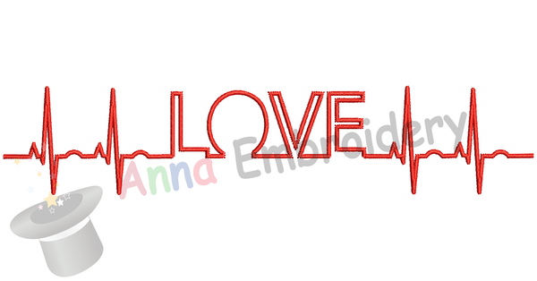 Love Life Line Embroidery-Wedding Embroidery-Heartbeat Design-Valentine's Day Design-EKG Design-Machine Patterns-Instant Download