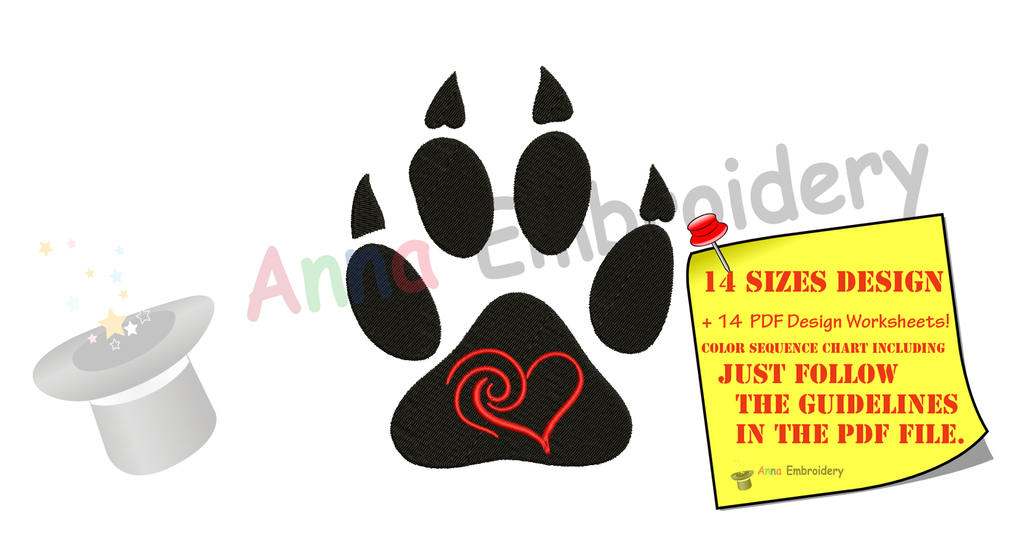 Bear Paw Embroidery Design-Pets Embroidery-Animals Embroidery Design-Sports Embroidery-Embroidery Patterns-Instant Download-PES