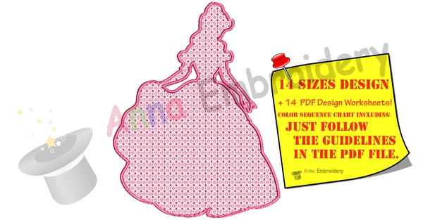 Lace Motif Fairy Princess Embroidery Design-Silhouette - Queen Embroidery-Machine Embroidery Patterns-Instant Download-PES