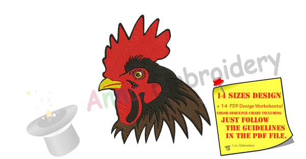 Rooster Embroidery Design-Bird Embroidery Design-Farm Embroidery Design-Embroidery Patterns-Instant Download-PES