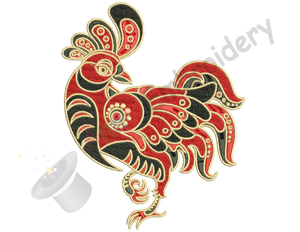 Rooster Embroidery Design-Chicken-Farm Bird-Machine Patterns-Instant Download