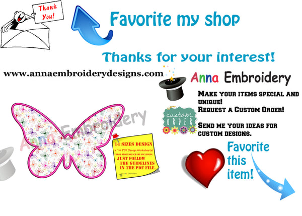 Butterfly Applique Design -Machine Applique Embroidery Patterns-Instant Download-PES