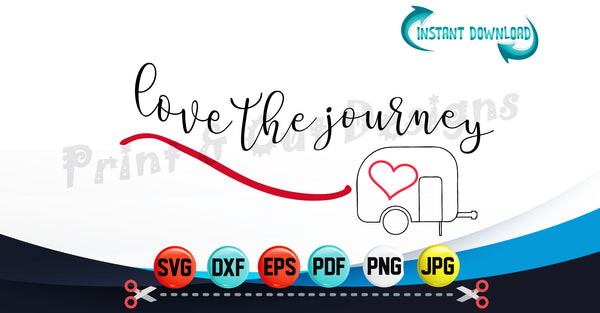 Camper SVG Cut Files-Happy Camper SVG-Love the Journey-Camping Svg- Camper Silhouette Cutting File-Caravan SVG file for Cricut-Eps- Dxf- Pdf- Vector-Heat transfer files DIY T-shirt design