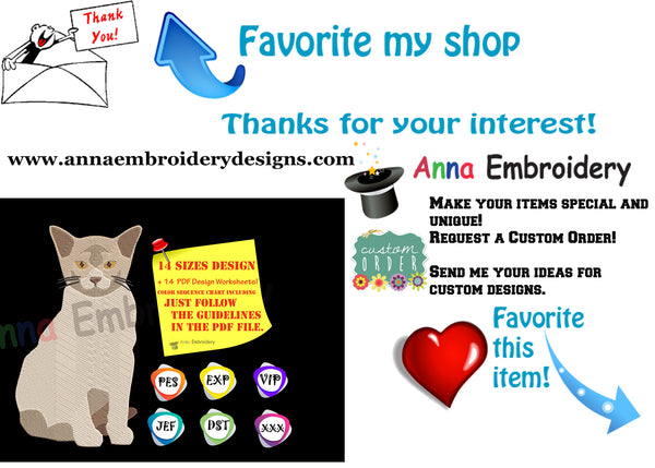 BURMESE CAT EMBROIDERY-Cat Embroidery Design-Animals Embroidery Design-Kitty-Pets Embroidery-Embroidery Patterns-Instant Download-PES