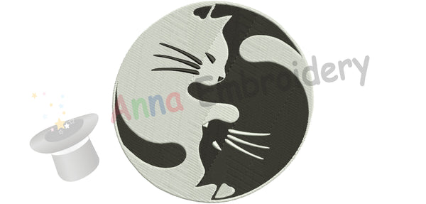 Cat Embroidery Design-Yin Yang cats Embroidery-Animals Embroidery Design-Symbols Embroidery-Embroidery Patterns-Instant Download-PES