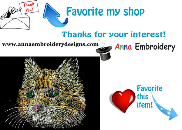 Cat Embroidery Design-Rainbow Kitty Pattern-Cat Sketch-Instant Download-PES