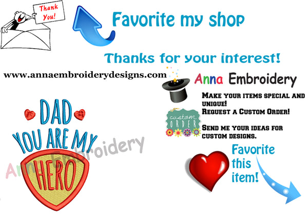 Dad you are my Hero Embroidery Design-Best Dad- Superhero Machine Embroidery Patterns-Instant Download-PES