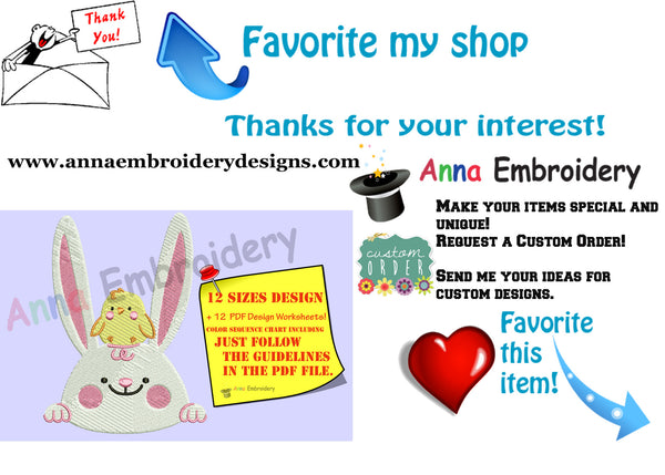 Cute Bunny with Chicken Embroidery Design- White Rabbit Embroidery-Easter Patterns-Baby Embroidery -Machine Embroidery -Instant Download-PES