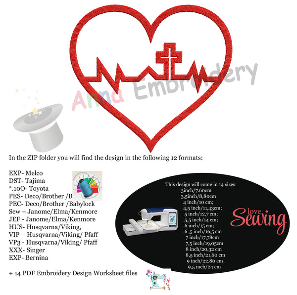 Faith in my Heart Embroidery Design-Heart Embroidery-Jesus Love Embroidery Design-Symbols Embroidery-Embroidery Patterns-Instant Download-PES