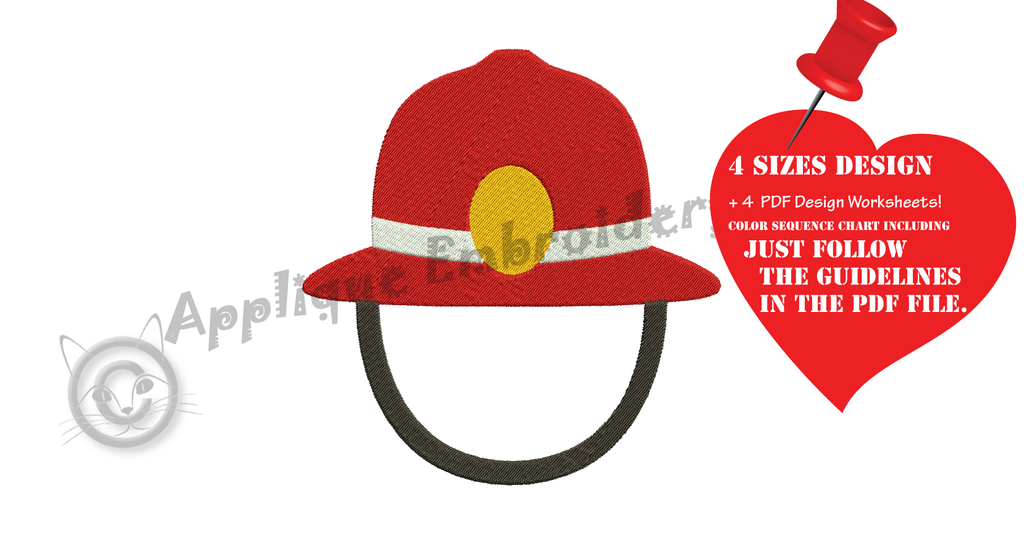 Free Firefighter Hat Embroidery Design, Free Firefighter Helmet Embroidery Design,Free Machine Patterns, Instant Download
