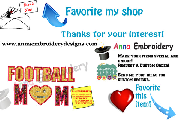 Football Mom Applique Design-Sports Applique-Football Applique-Machine Applique Embroidery Patterns-Instant Download-PES