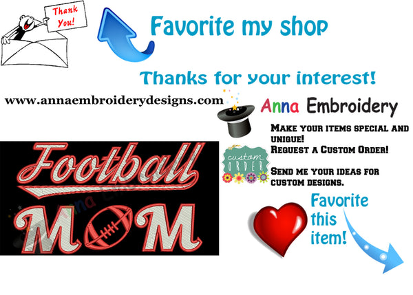 Football Mom Embroidery Design- Sports Embroidery-Football Embroidery-Family Fan Mom-Machine Embroidery Patterns-Instant Download-PES