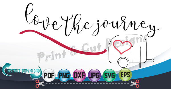 Camper SVG Cut Files-Happy Camper SVG-Love the Journey-Camping Svg- Camper Silhouette Cutting File-Caravan SVG file for Cricut-Eps- Dxf- Pdf- Vector-Heat transfer files DIY T-shirt design