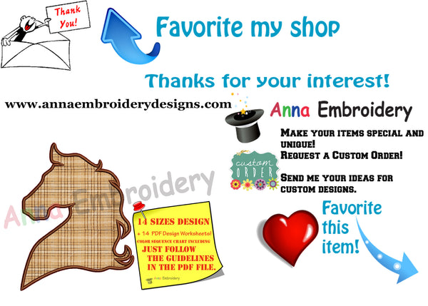 Horse Head Applique Design-Machine Applique Embroidery Patterns-Instant Download-PES
