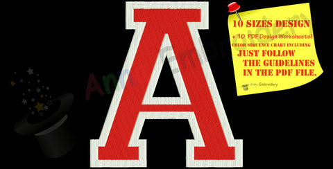 A Letter Varsity Embroidery Design-A Monogram pattern-Instant Download-PES