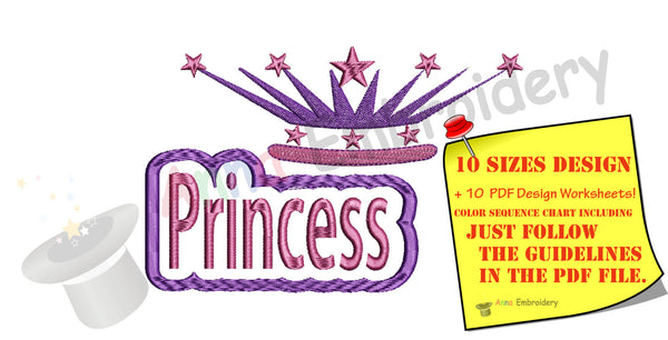 Princess Crown Embroidery Design-Disney Queen Crown- Instant Download