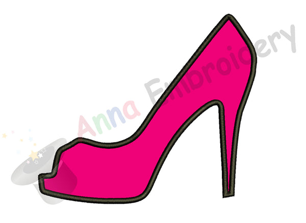 Princess Shoe Applique Design,Princess Slipper Machine Embroidery Design, High Heel Shoe Silhouette Cinderella