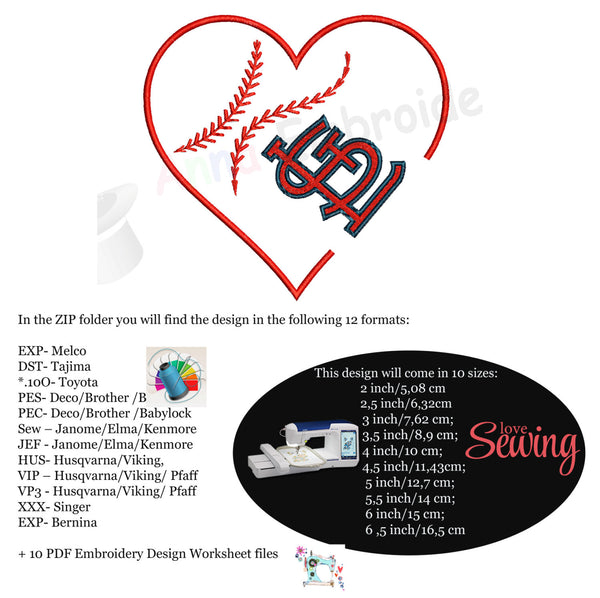 Love Sports Embroidery Design-Baseball Love Embroidery -text embroidery- 10 SIZES- 12 formats-INSTANT DOWNLOAD