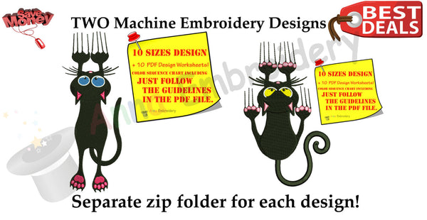 Halloween Black Cat Embroidery Design, Scaried Black Kitty,Cute Kitty Pattern,Instant Download
