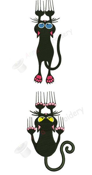 Halloween Black Cat Embroidery Design, Scaried Black Kitty,Cute Kitty Pattern,Instant Download