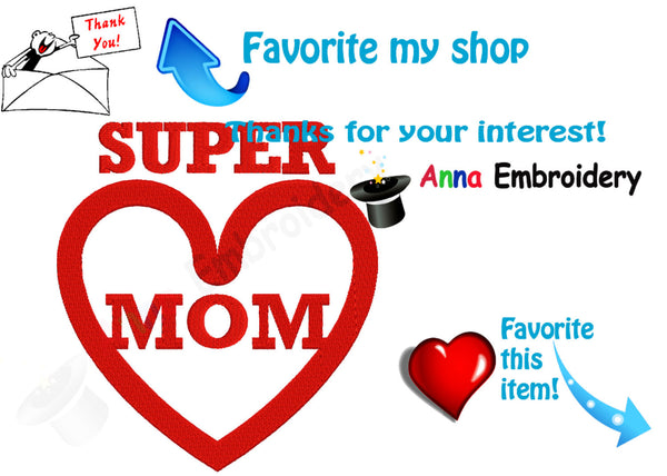 Super Mom Embroidery Design-Super Hero Text Design Pattern - Instant Download- PES