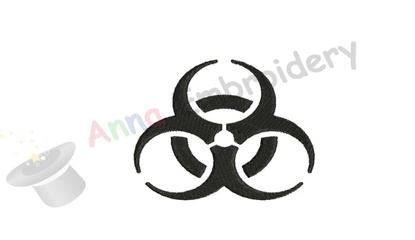 Biohazard Symbol Machine Embroidery Design,Biological danger symbol,filled stitch,machine patterns,8 sizes,8 formats