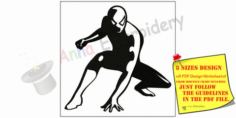 Black silhouette machine embroidery,superhero design, machine patterns,8 sizes design, 8 formats