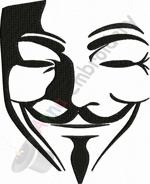 Black mask embroidery design, filled stitch,machine patterns,8 sizes design,8 formats