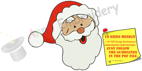 Santa Claus embroidery design, machine patterns,filled stitch,patterns,10 sizes,11 formats