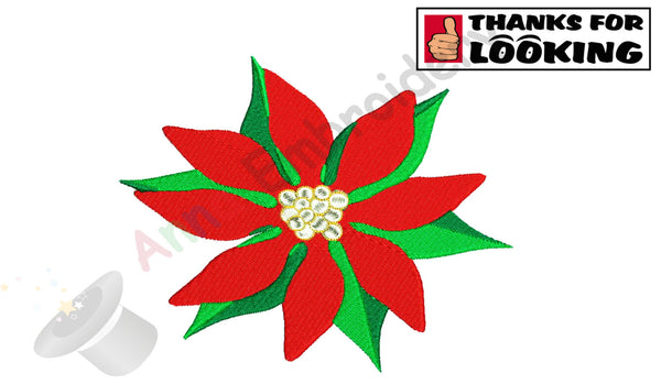 Christmas Flower Machine Embroidery Design, red flower embroidery,machine patterns,10  sizes,11 formats